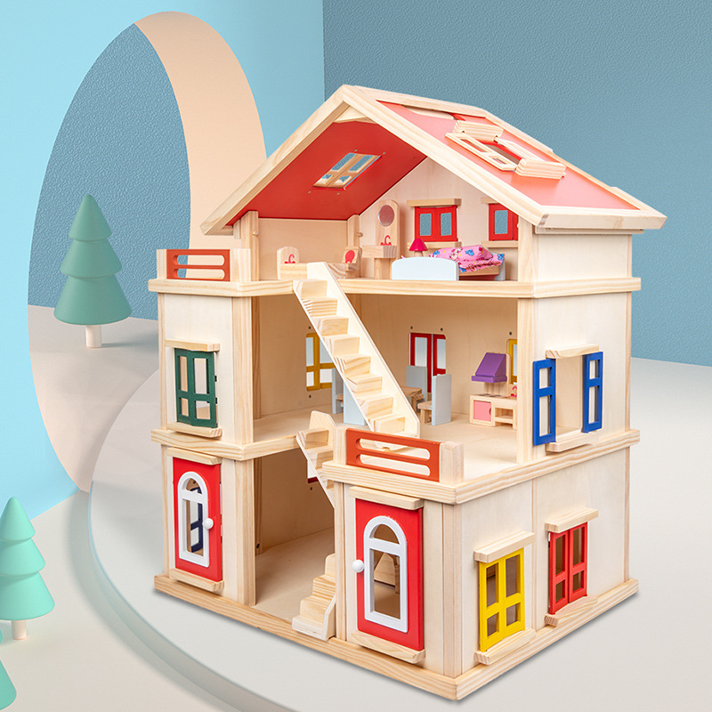 An bhfuil gá le dollhouse adhmaid do leanaí óga atá spraíúil agus buan?